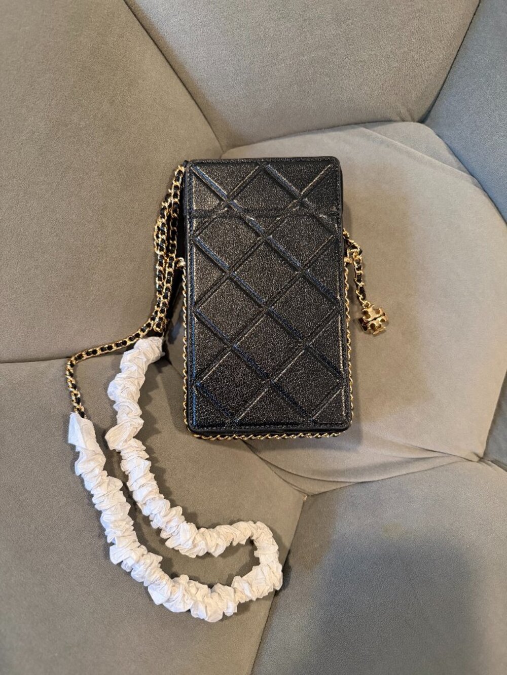NWOT Tory Burch Fleming Leather Phone Bag Black